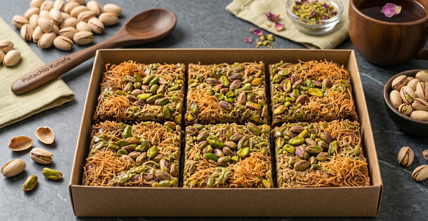 Pistachio Kunafa — eggless brownie by La Cheffe Bakes